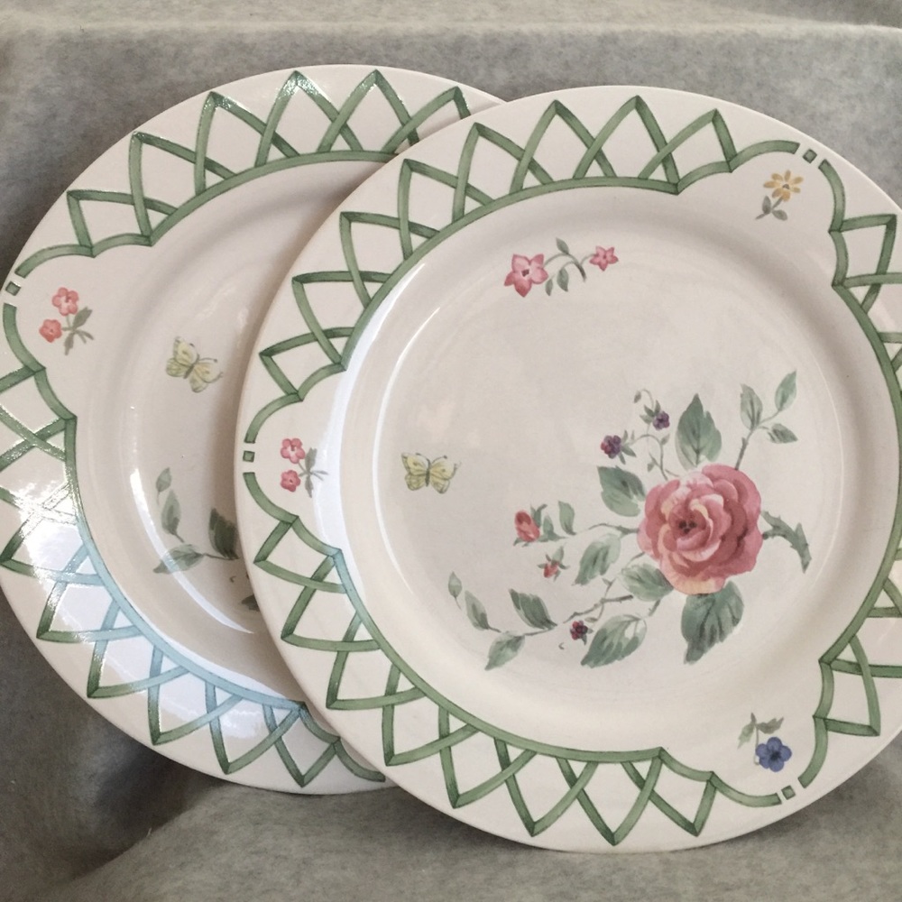 Pfaltzgraff 2 Garden Trellis Dinner Plates